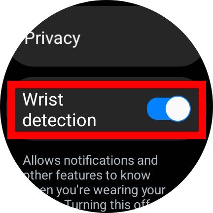 contorno de retângulo vermelho sobre o botão de detecção de pulso exibido no Samsung Galaxy Watch 6