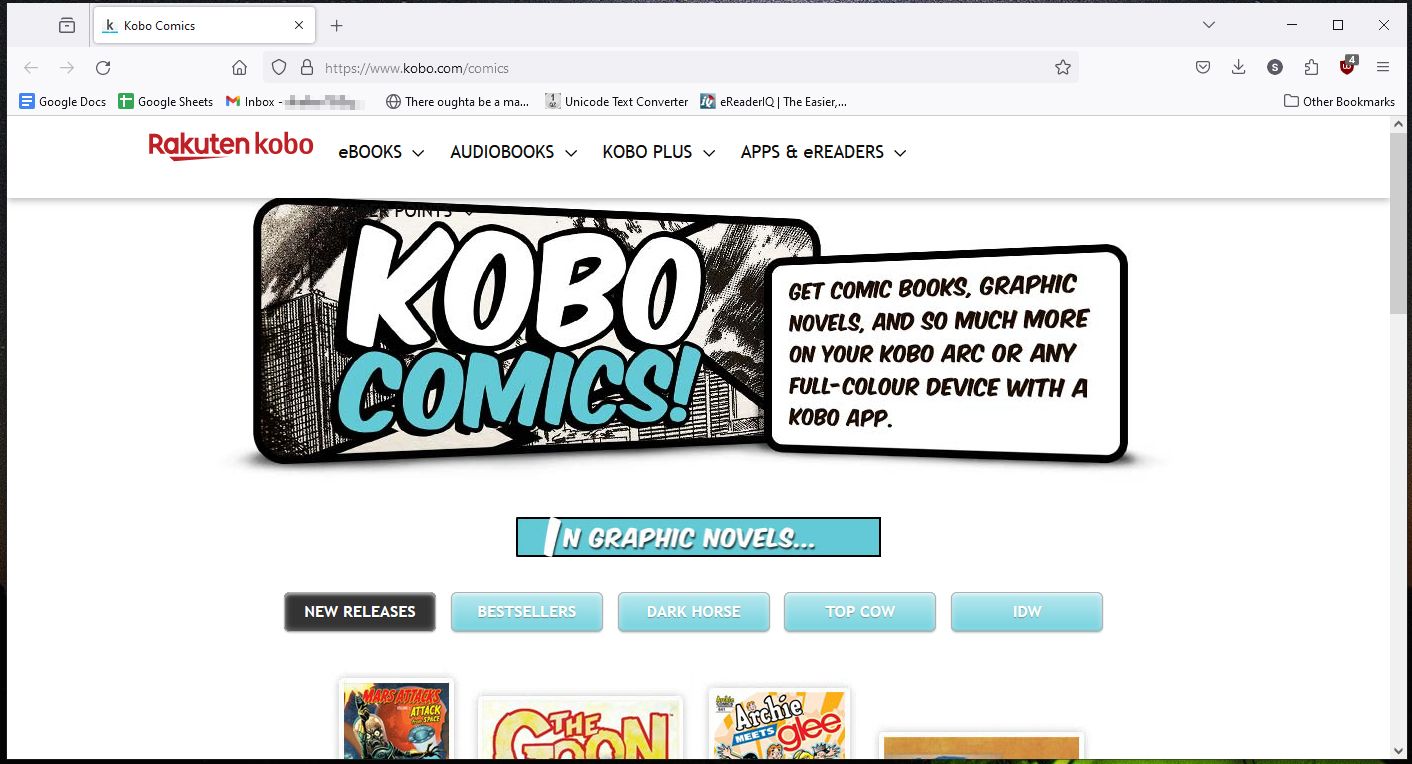 Página de quadrinhos Kobo