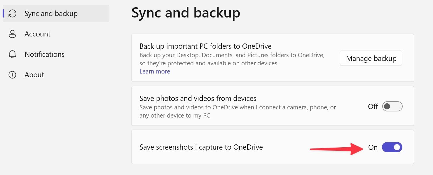 salvar capturas de tela do onedrive