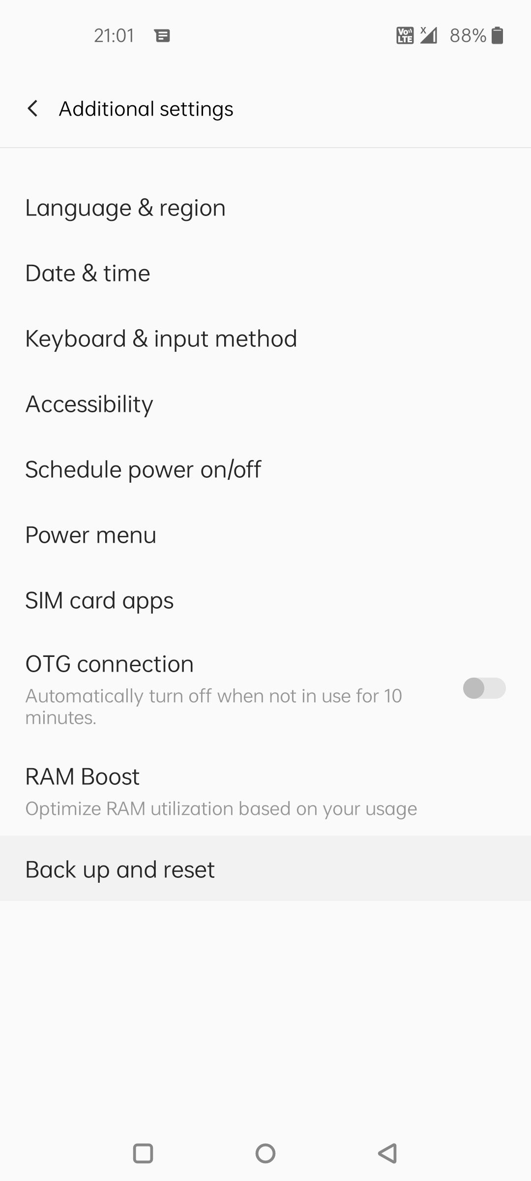 tela de configurações avançadas do aplicativo one plus settings