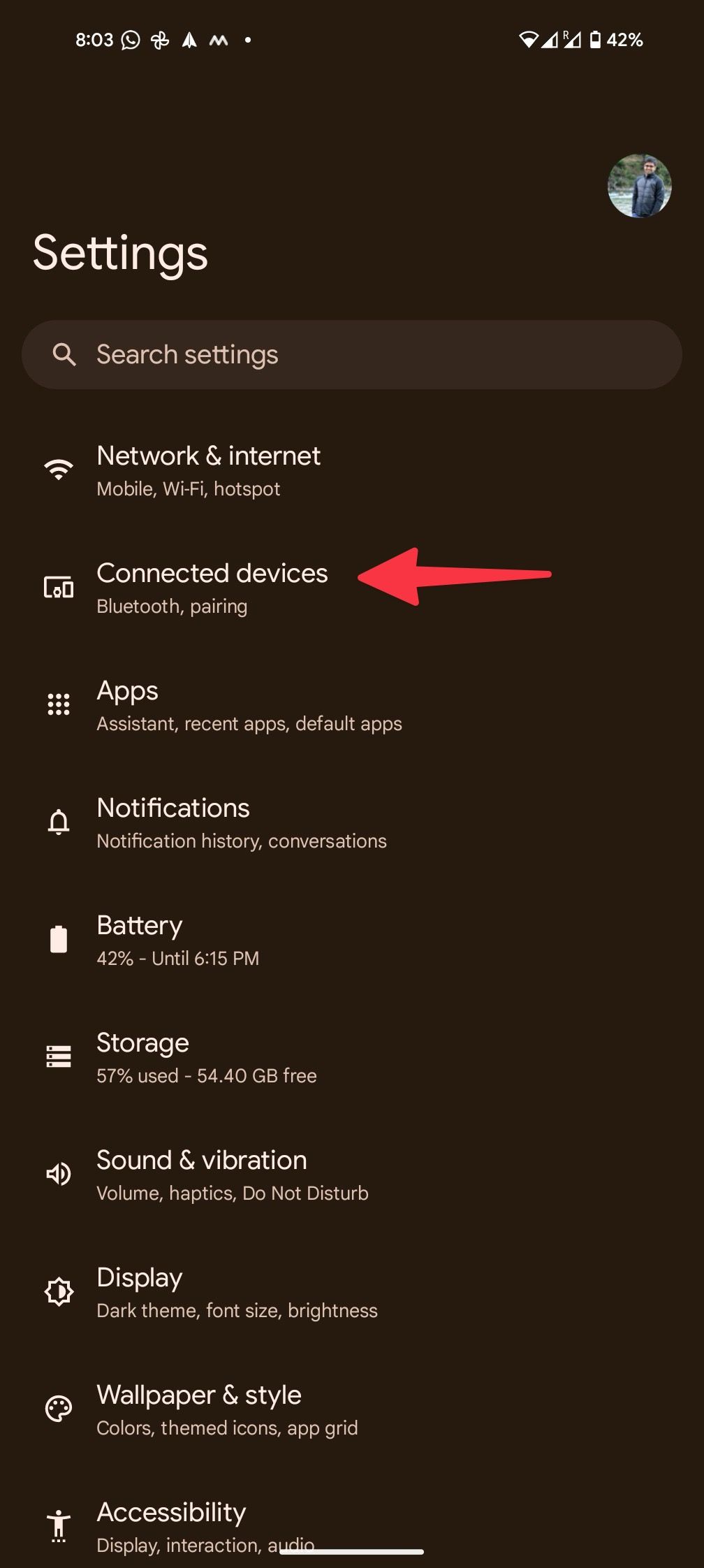 abra dispositivos conectados no Android