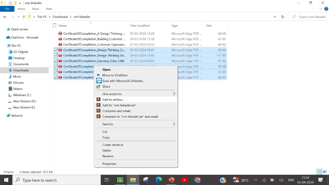 Captura de tela mostrando a opção de compactar arquivo no Windows