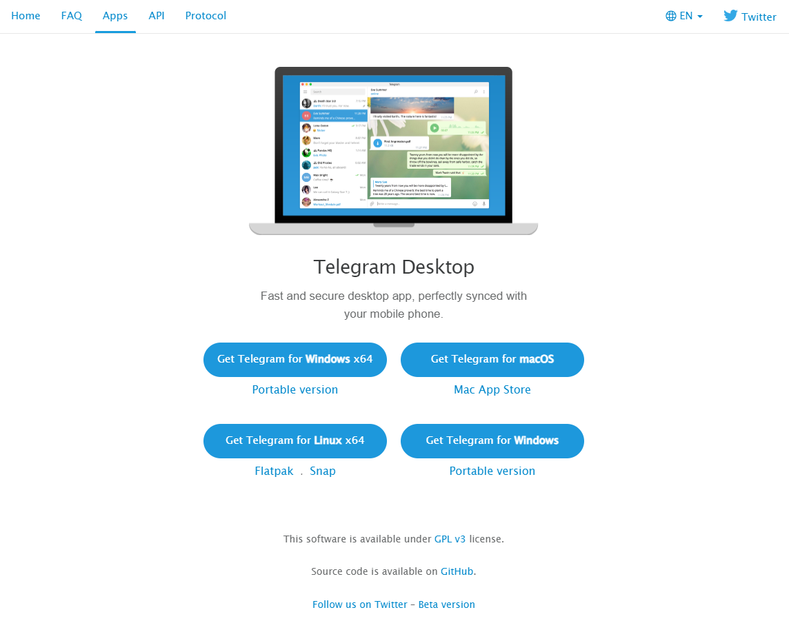 Baixe o aplicativo Telegram Desktop do site deles