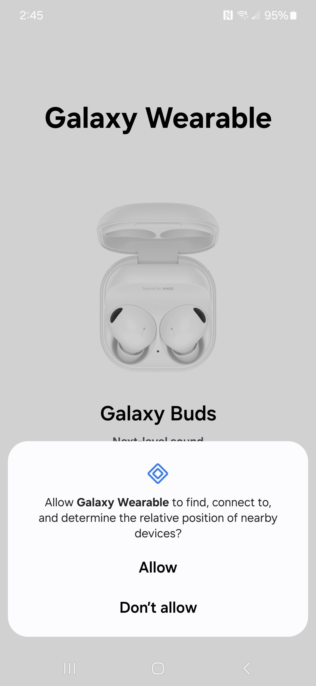 Uma captura de tela do aplicativo Galaxy Wearable mostrando a função de verificação de dispositivos