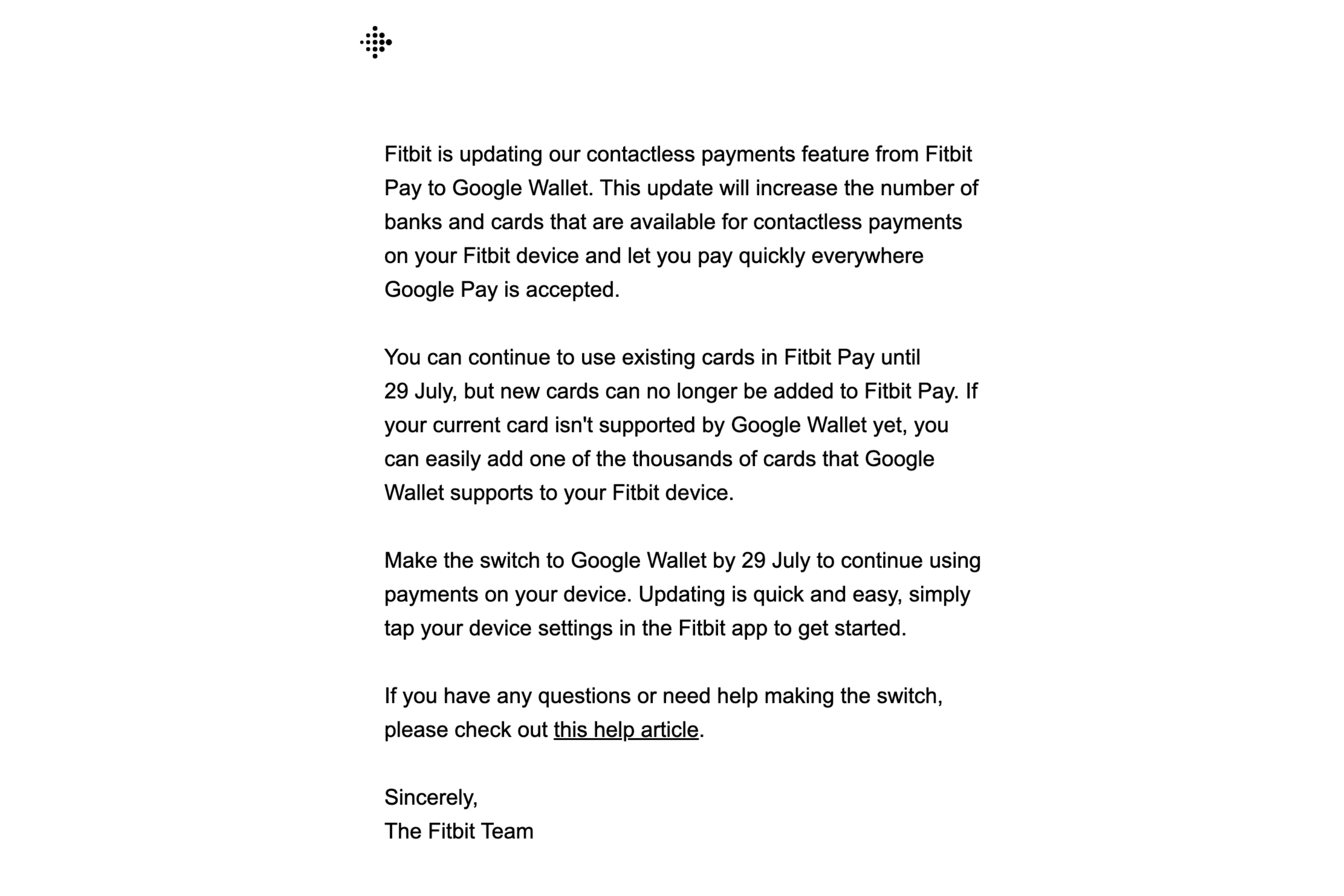 Fitbit Pay para Google Wallet