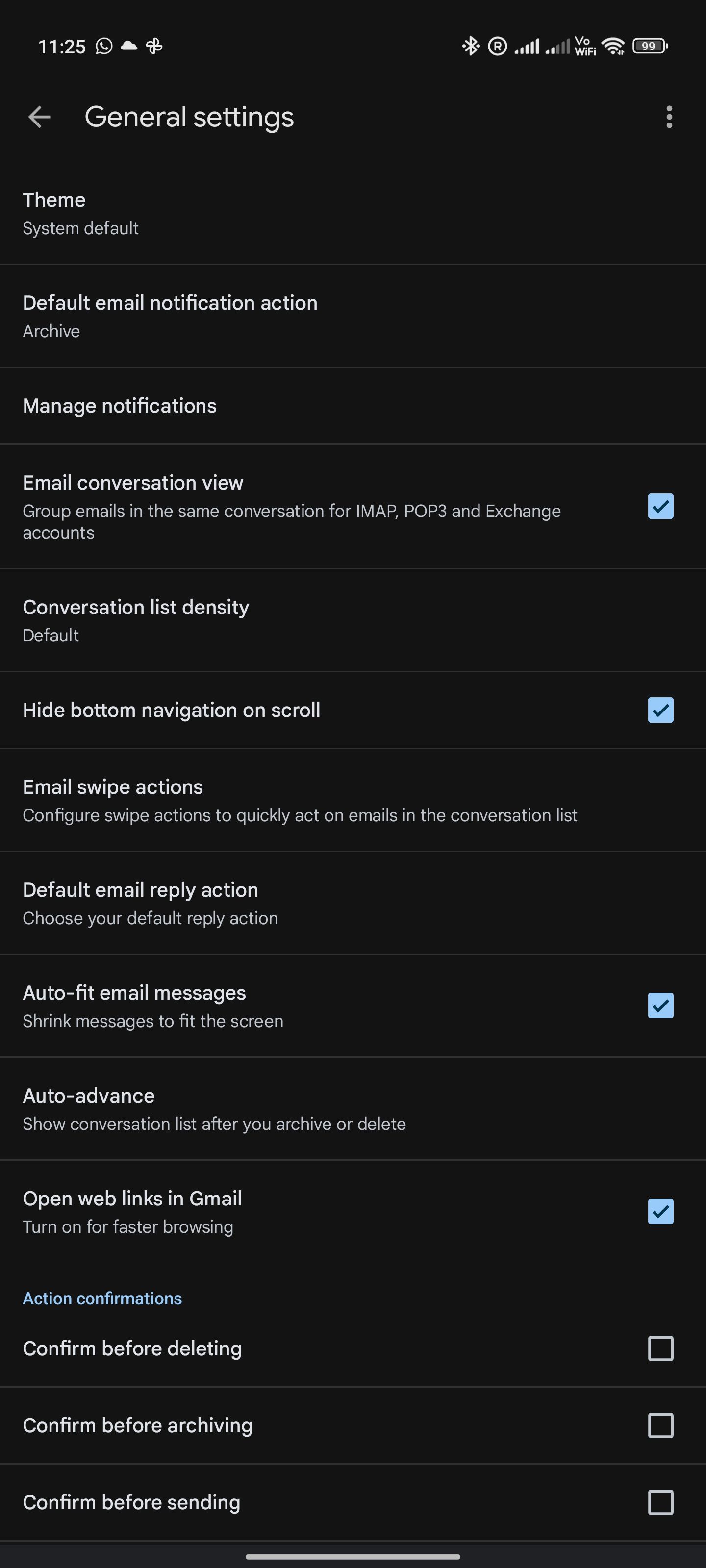 Configurações gerais no Gmail