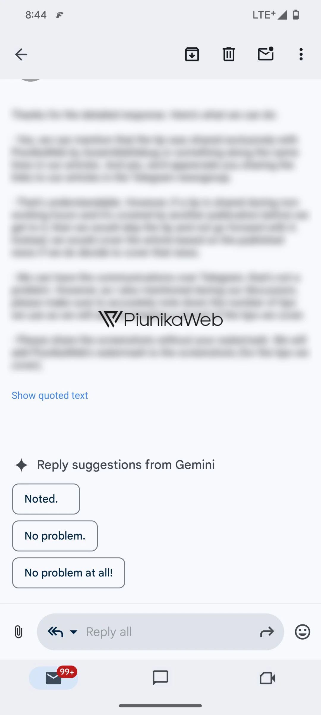 Captura de tela demonstrando a próxima integração do Google Gemini no Gmail