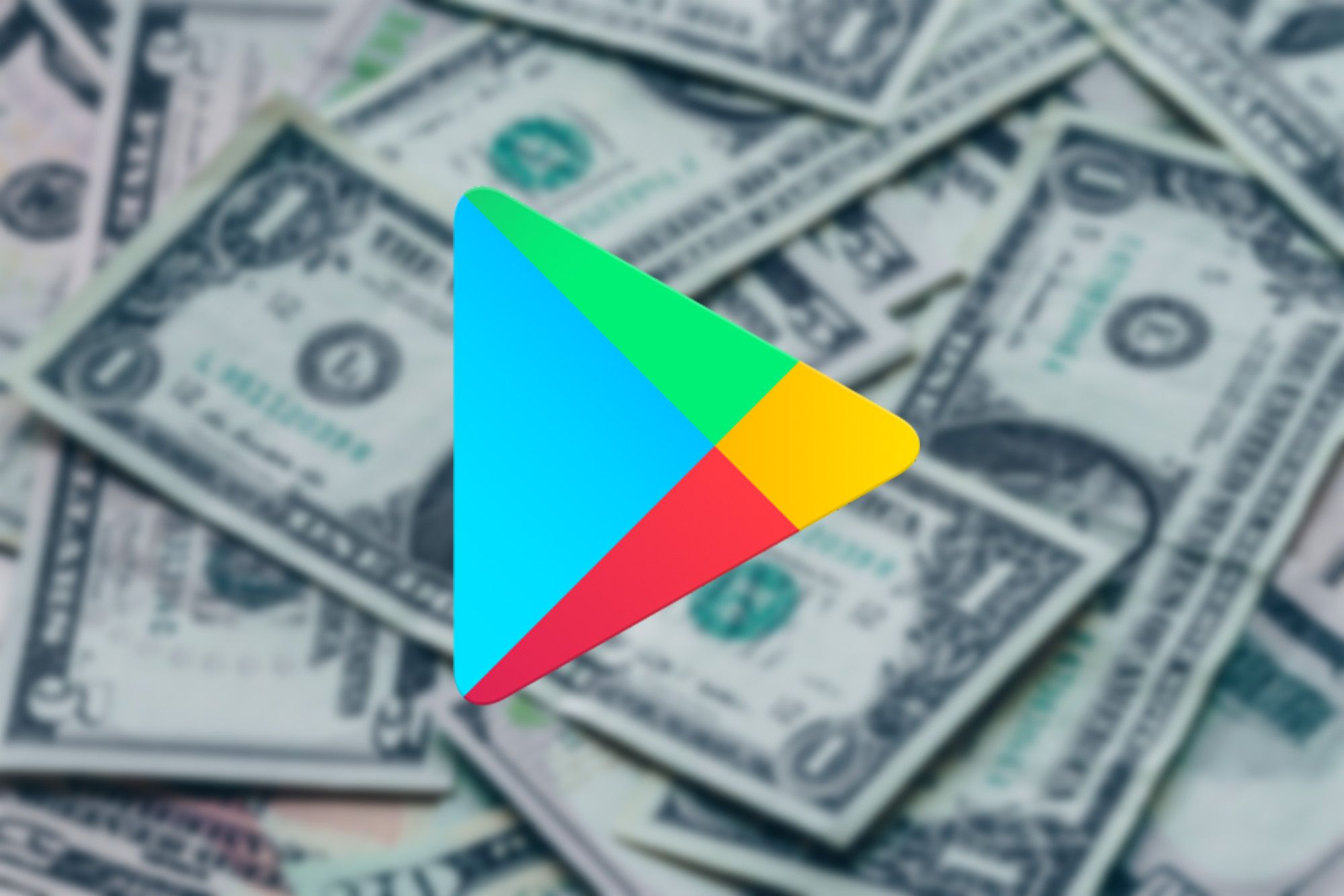 Logotipo da Play Store sobre dinheiro 