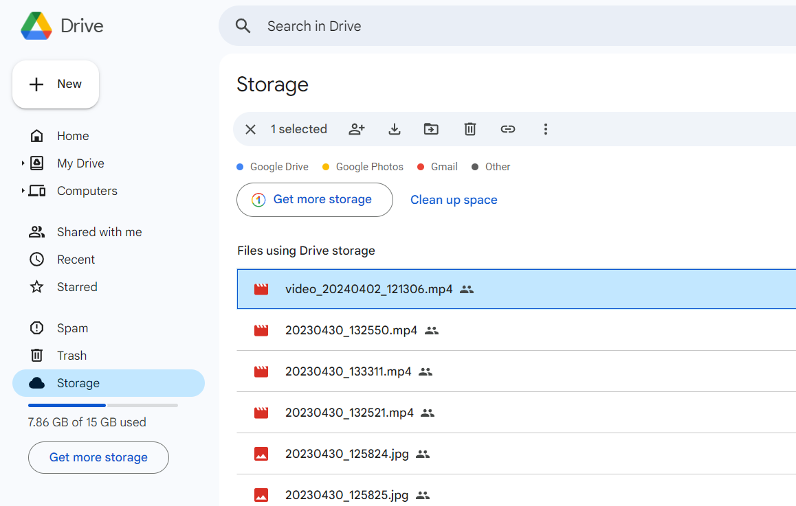 Opção de armazenamento no Google Drive