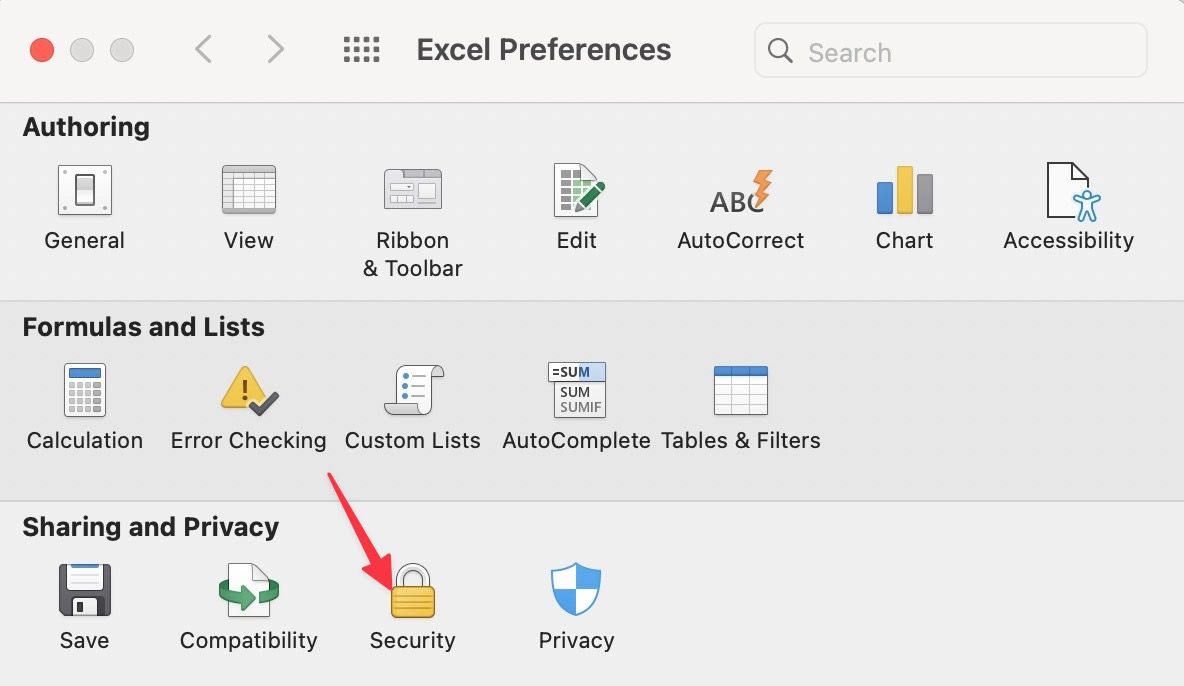 Configurações de segurança para Microsoft Excel