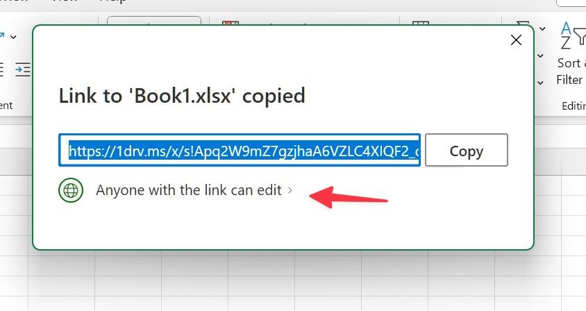 Opções de edição de links para Excel