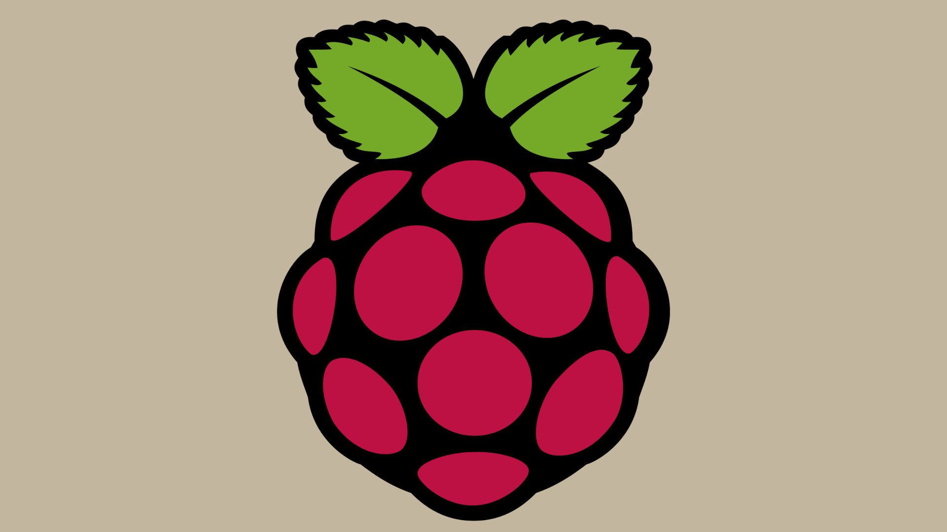 O logotipo do Raspberry Pi aparece em um fundo bege