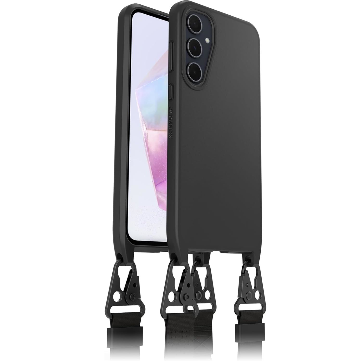 Capa OtterBox React Lanyard para Galaxy A35, vistas frontal e traseira