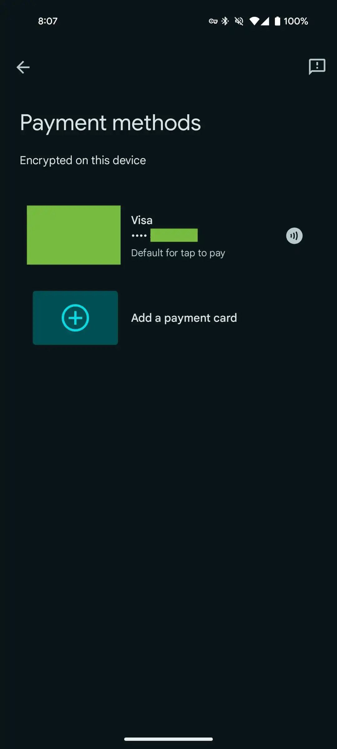 Métodos de pagamento do menu redesenhado da Google Wallet