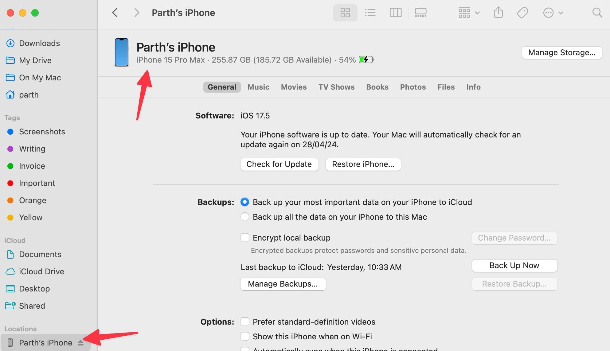 Verifique o modelo do iPhone ou iPad no Mac