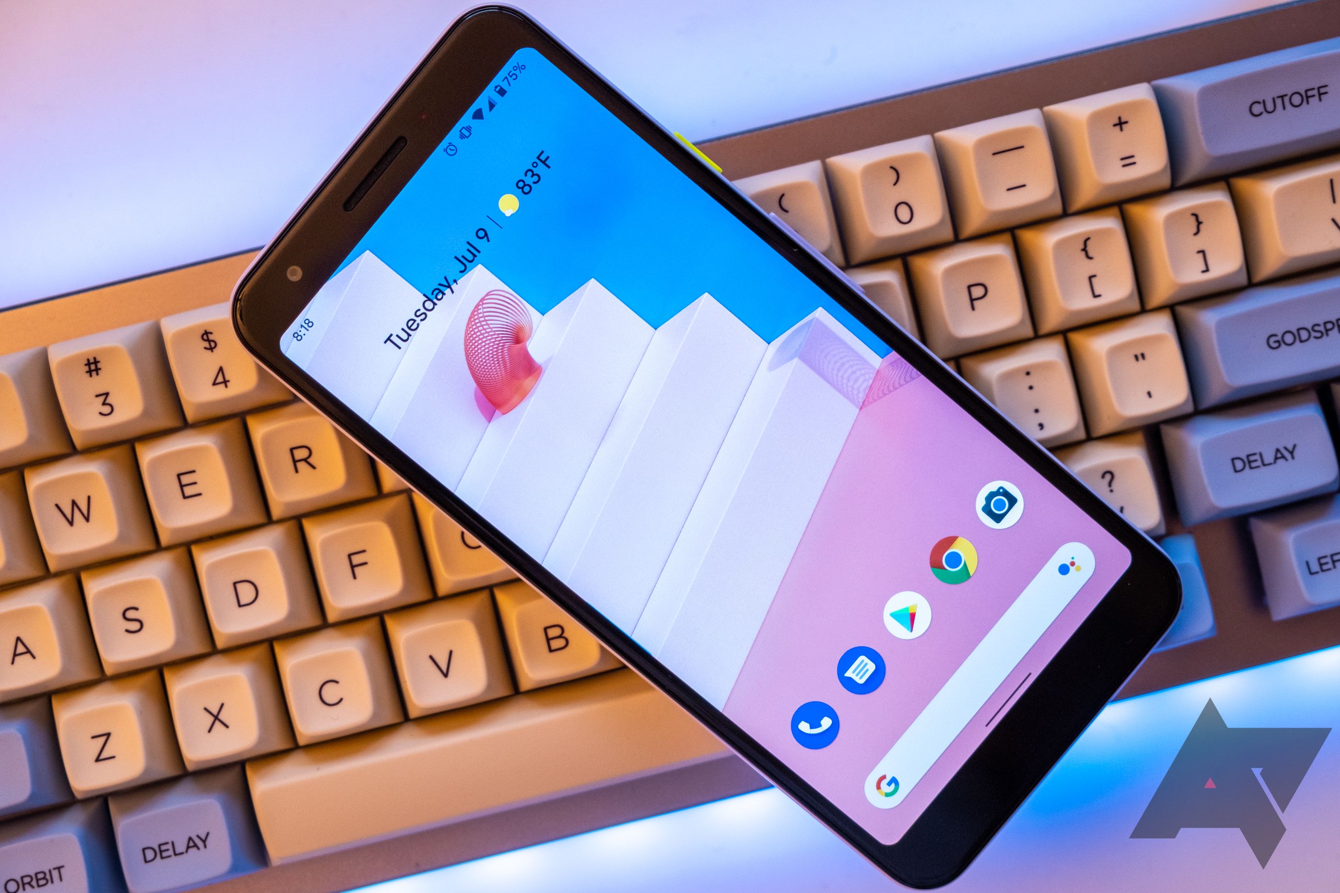 Pixel Launcher em um Pixel 3a