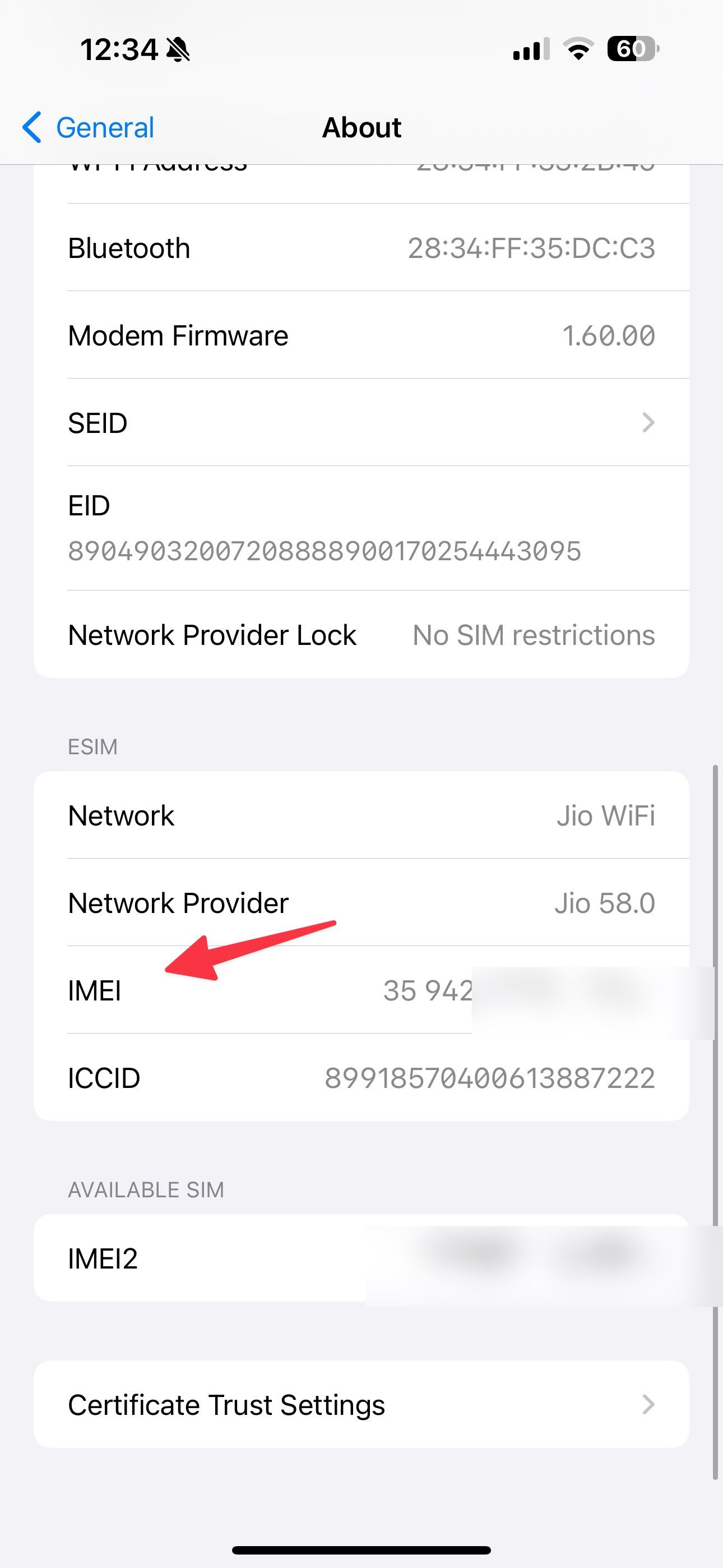 Número IMEI no iPhone