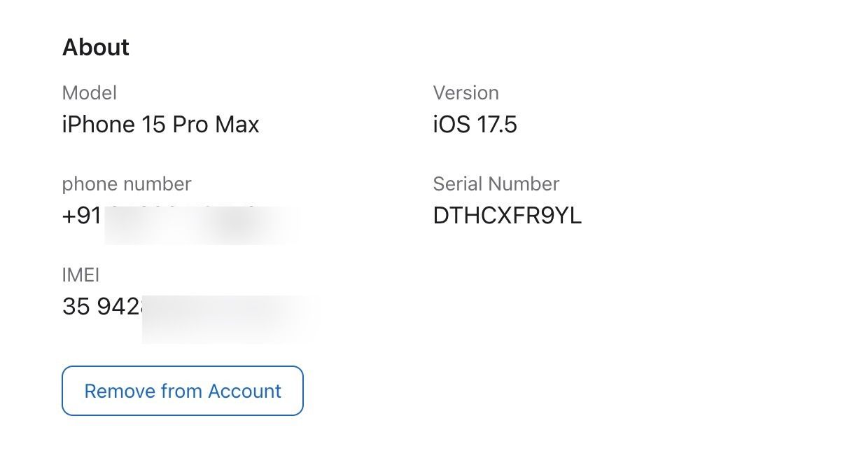 Número IMEI na conta Apple