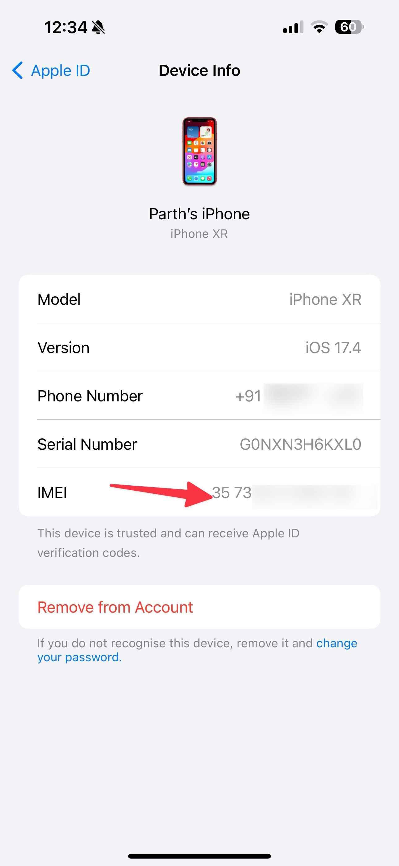 Número IMEI no iPhone