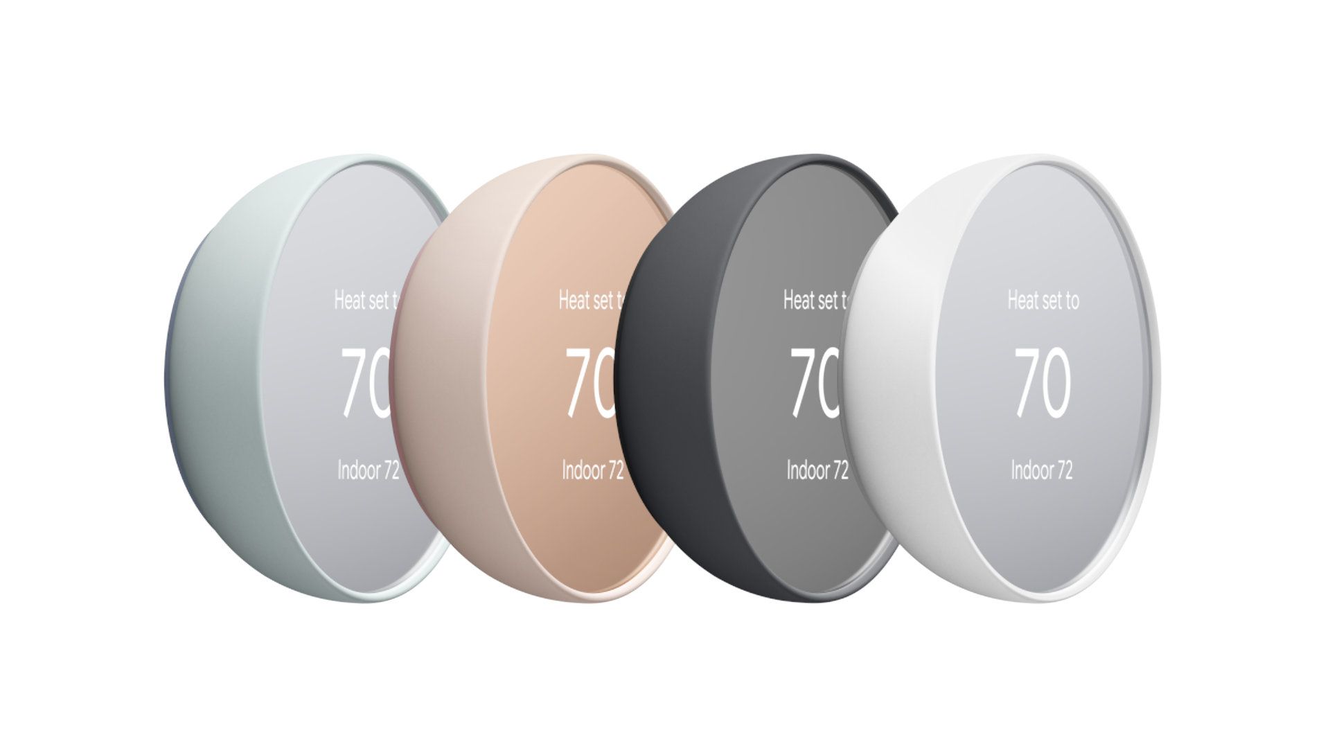Os termostatos Google Nest têm uma variedade de cores com tonalidades de tela e corpo.