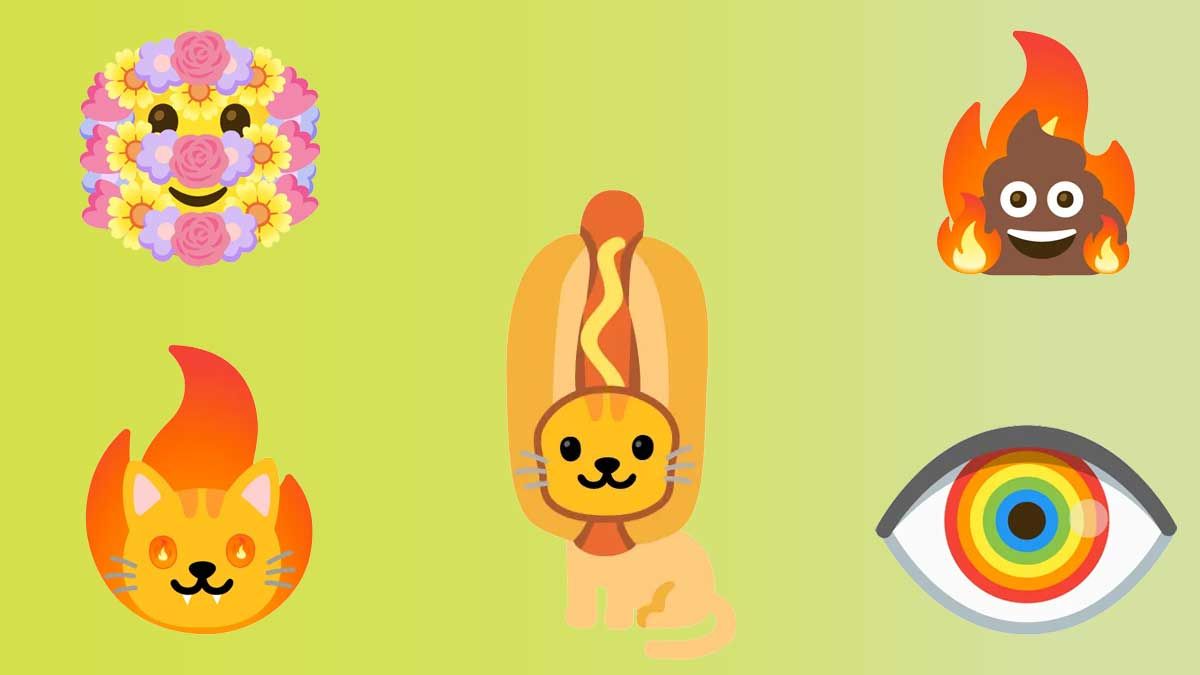 Vários mashups de cozinha emoji em um fundo verde