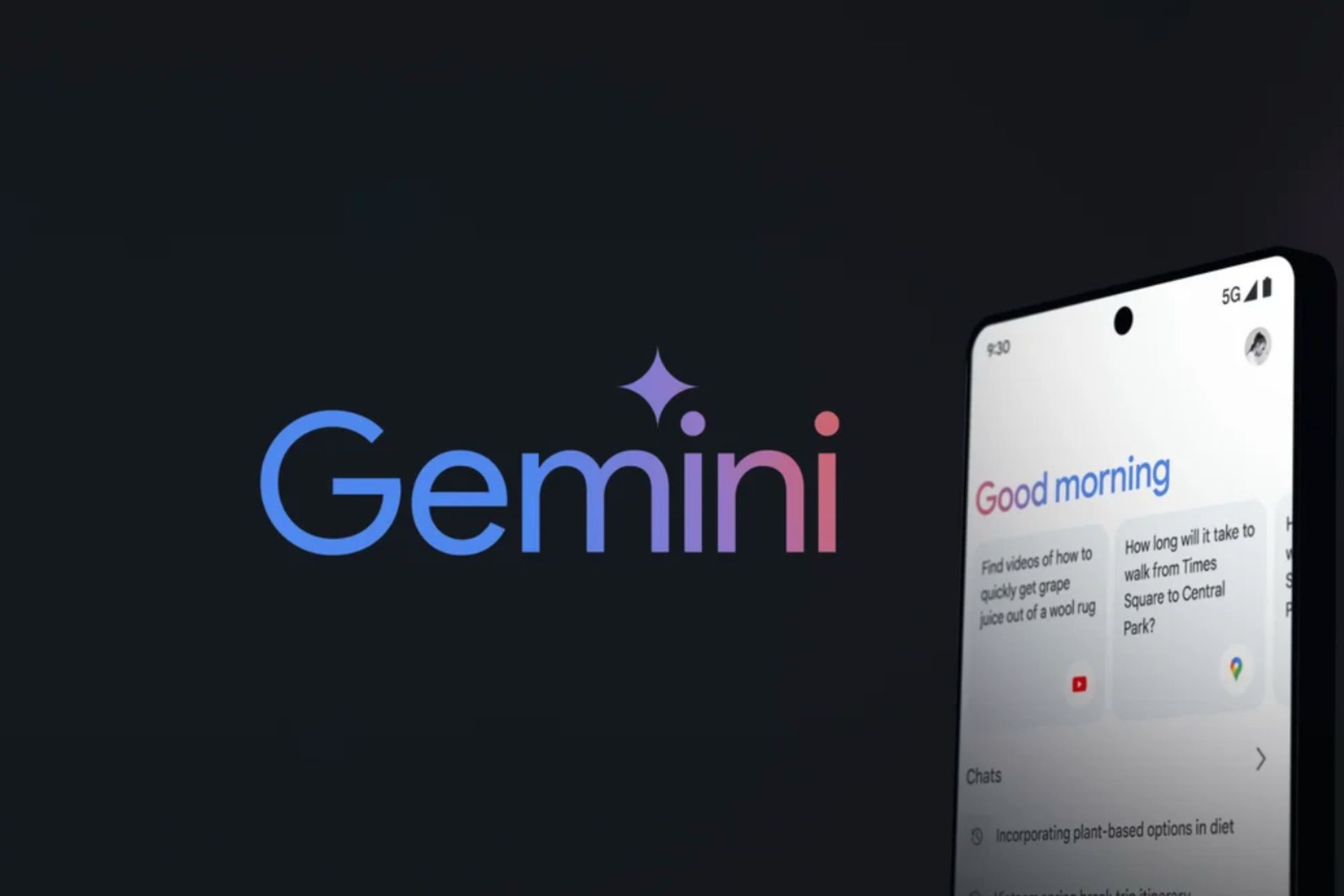 Usando Gemini em um smartphone com um fundo com a marca Gemini 