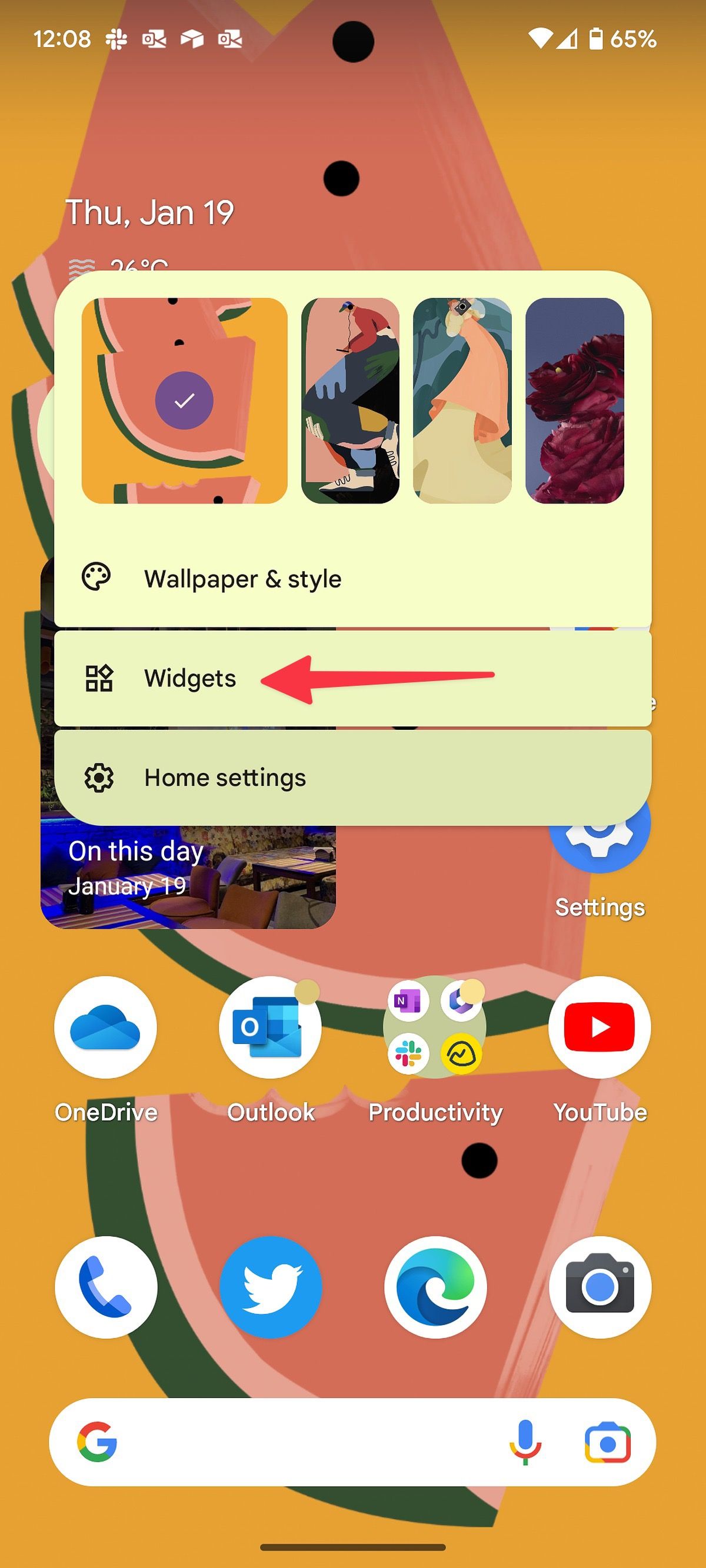 abrir widgets no Android