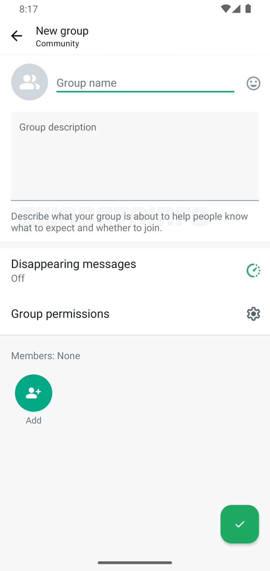 Descrição do grupo de comunidades do WhatsApp