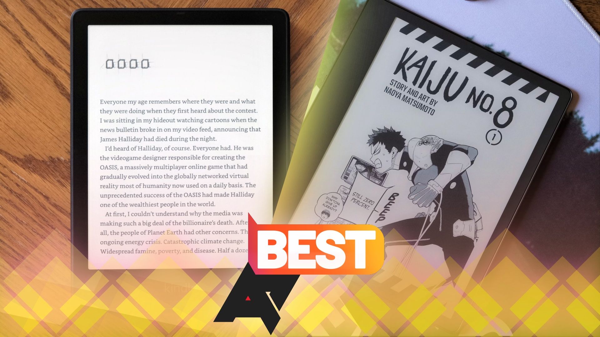 Duas fotos de Amazon Kindles com logotipo da AP Best