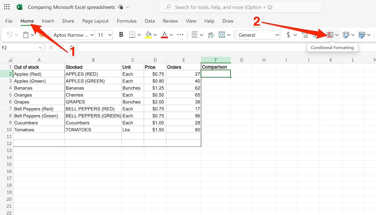 Ícone de formatação condicional no Microsoft Excel