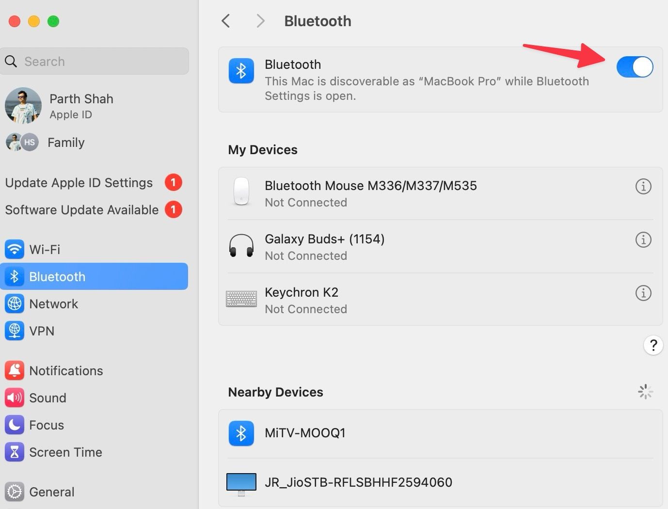 Habilite o Bluetooth no Mac
