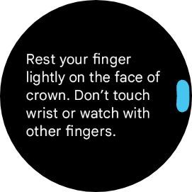Captura de tela mostrando as instruções de ECG do Fitbit no Google Pixel Watch 2