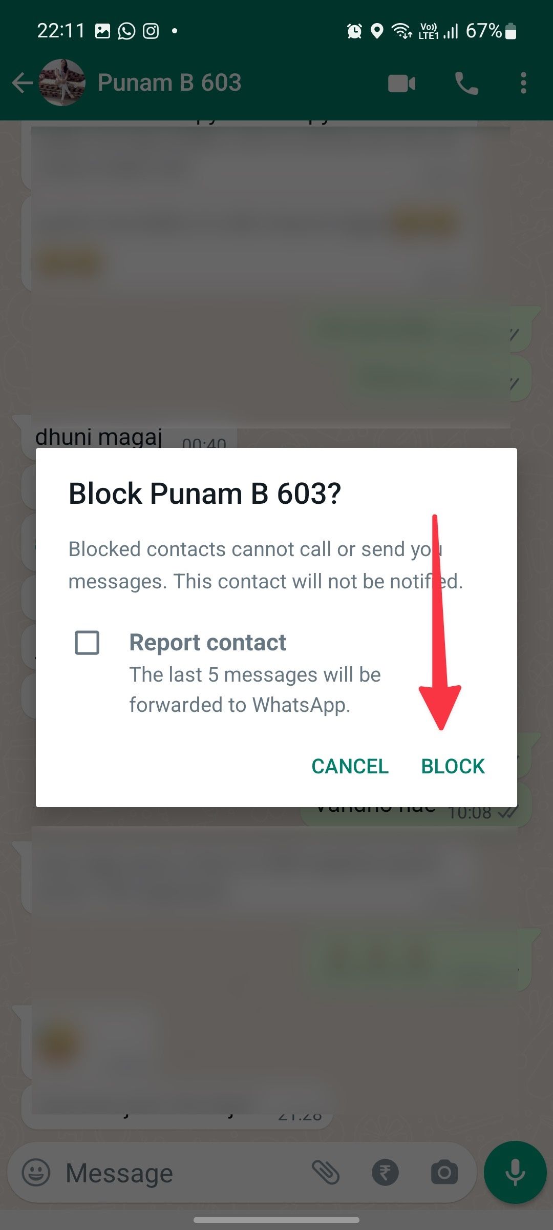 denunciar alguém no WhatsApp para Android