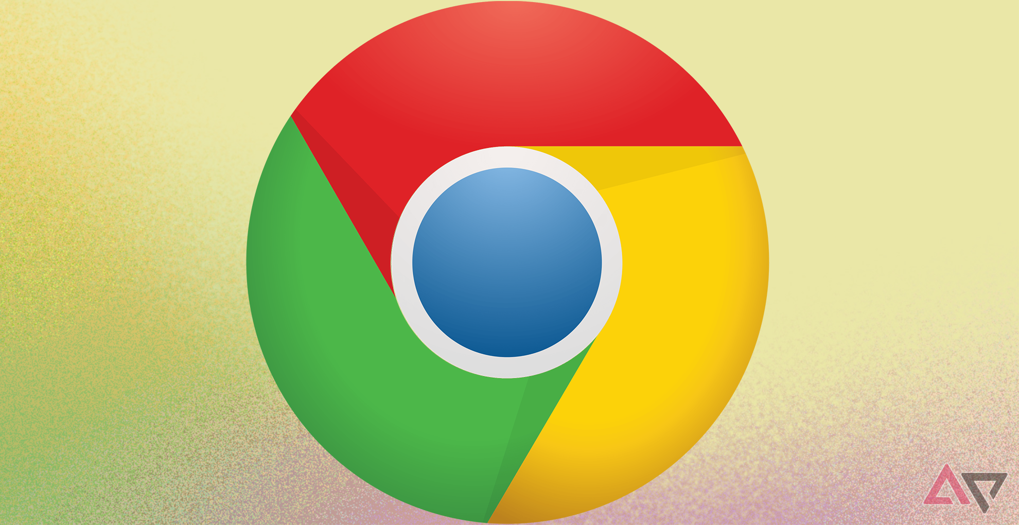 O navegador Google Chrome contra um fundo amarelo e roxo.