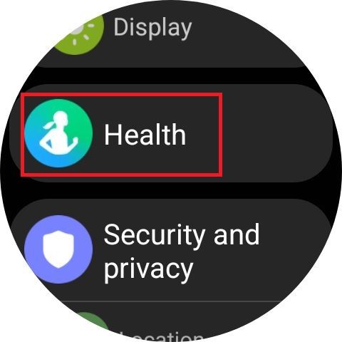 Captura de tela destacando o aplicativo Health no Samsung Galaxy Watch 6