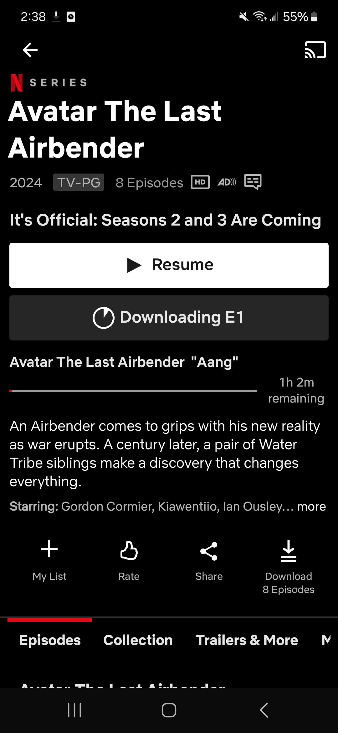 ícone de download em andamento no aplicativo Netflix 