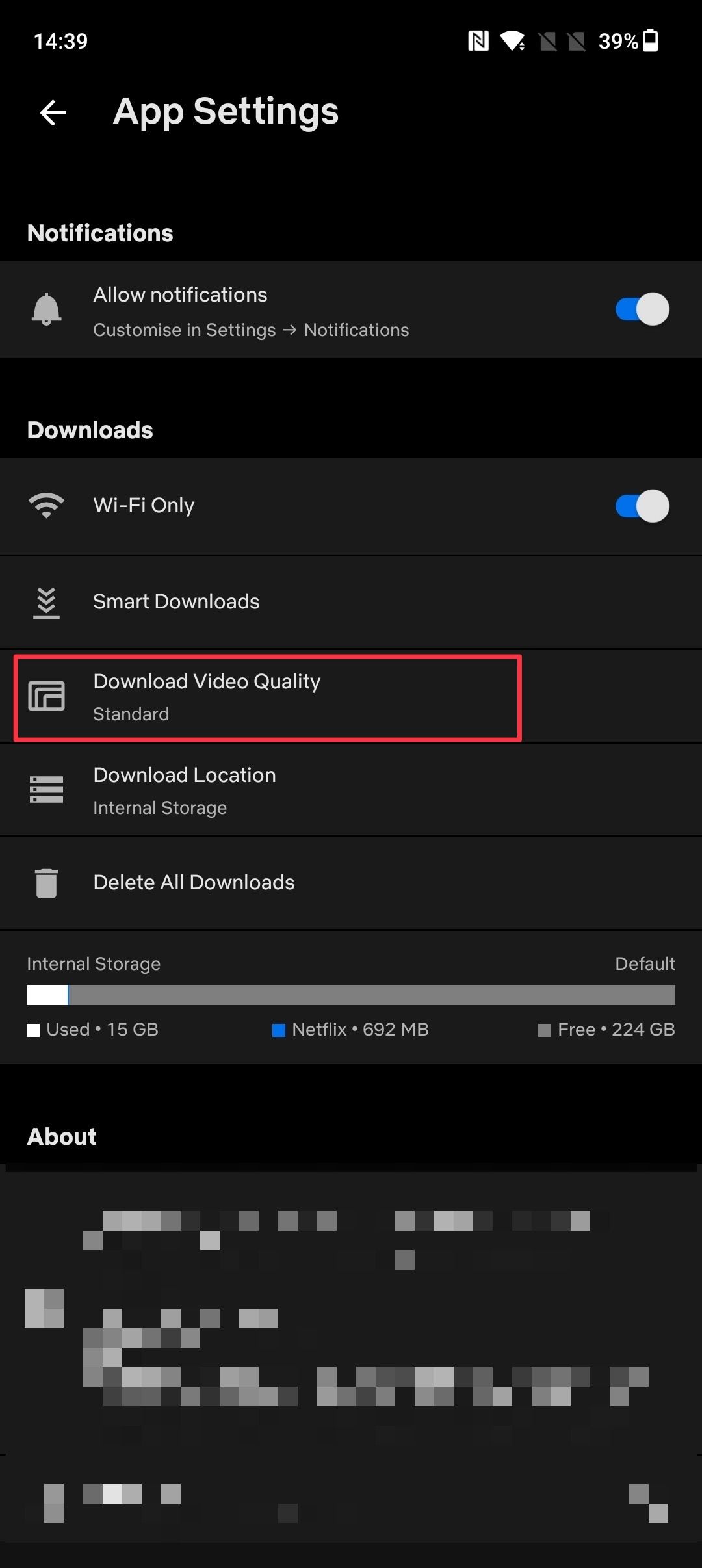 captura de tela das opções de download do aplicativo Netflix Movil