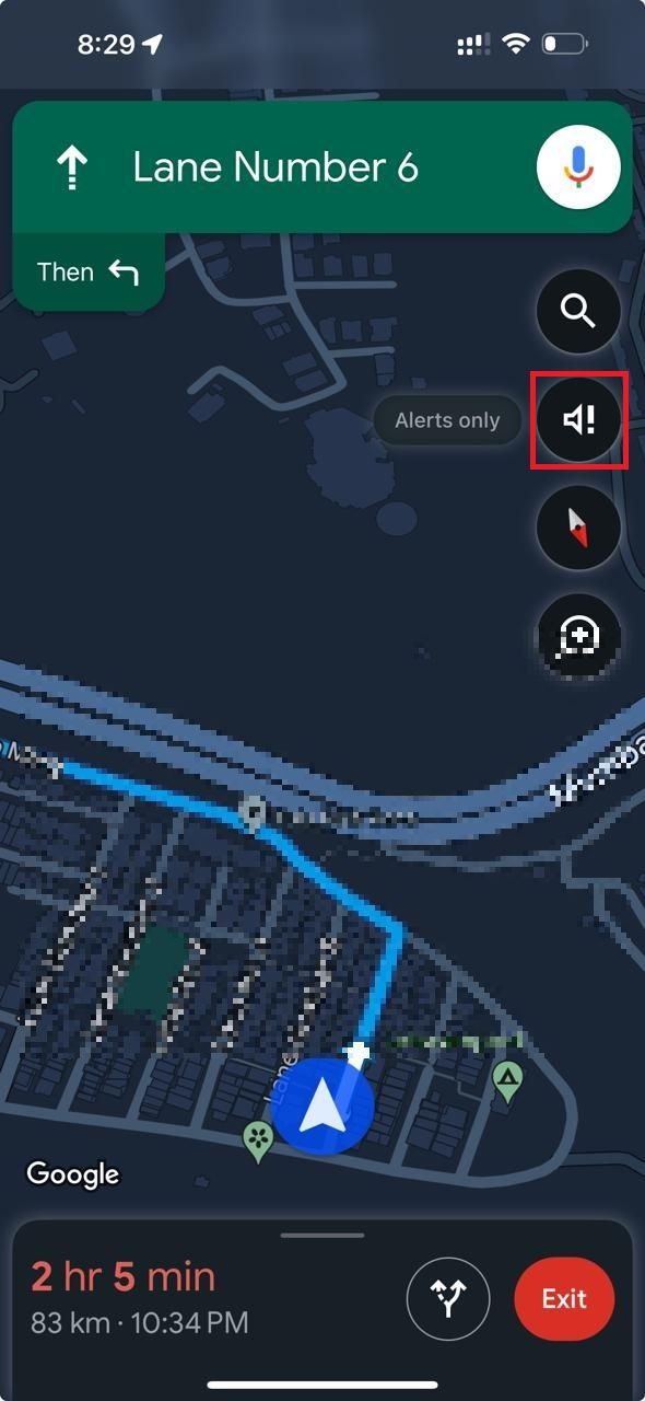 Captura de tela mostrando o ícone de volume no Google Maps em um iPhone