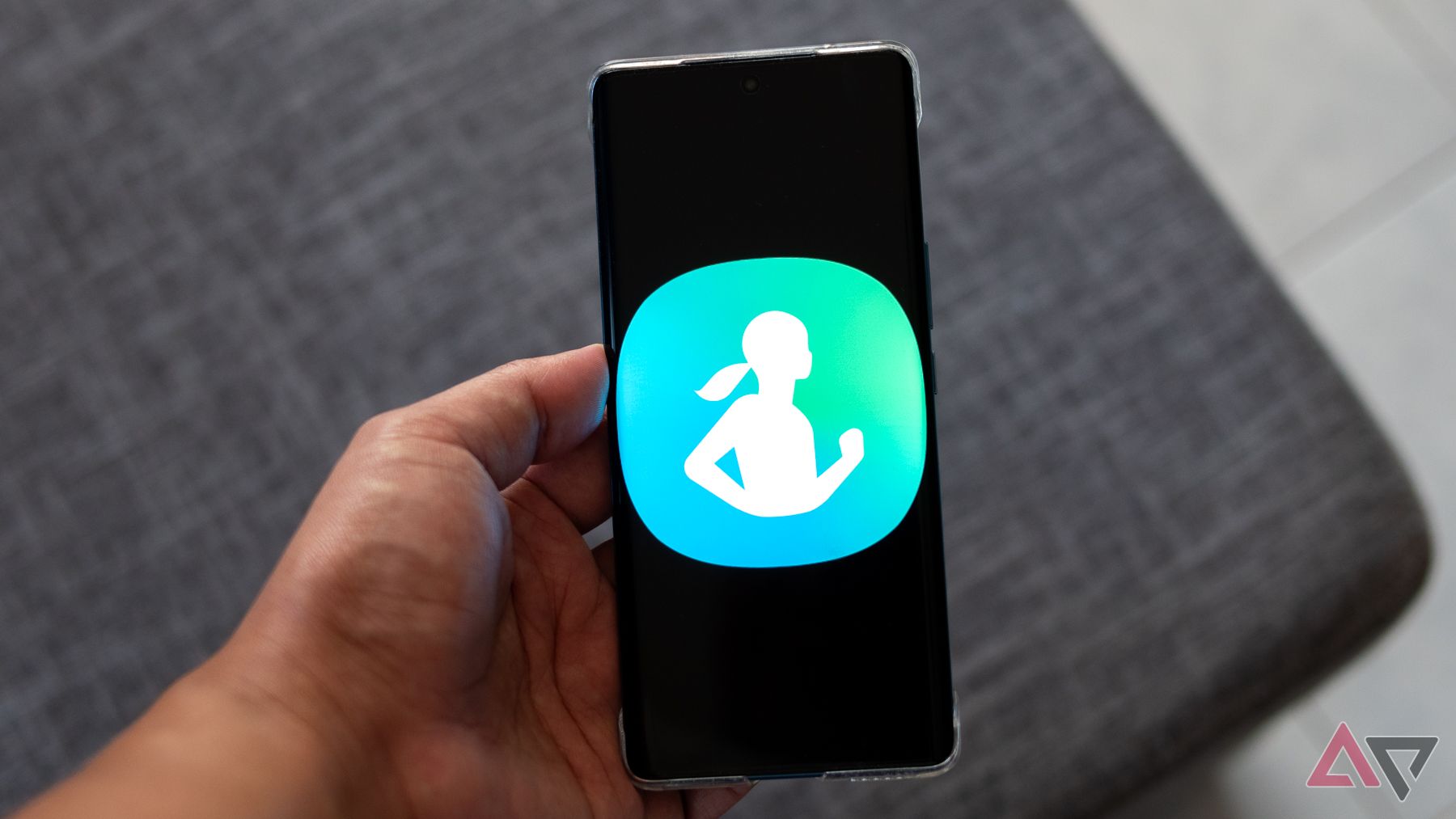 Logotipo da Samsung Health na tela de um telefone