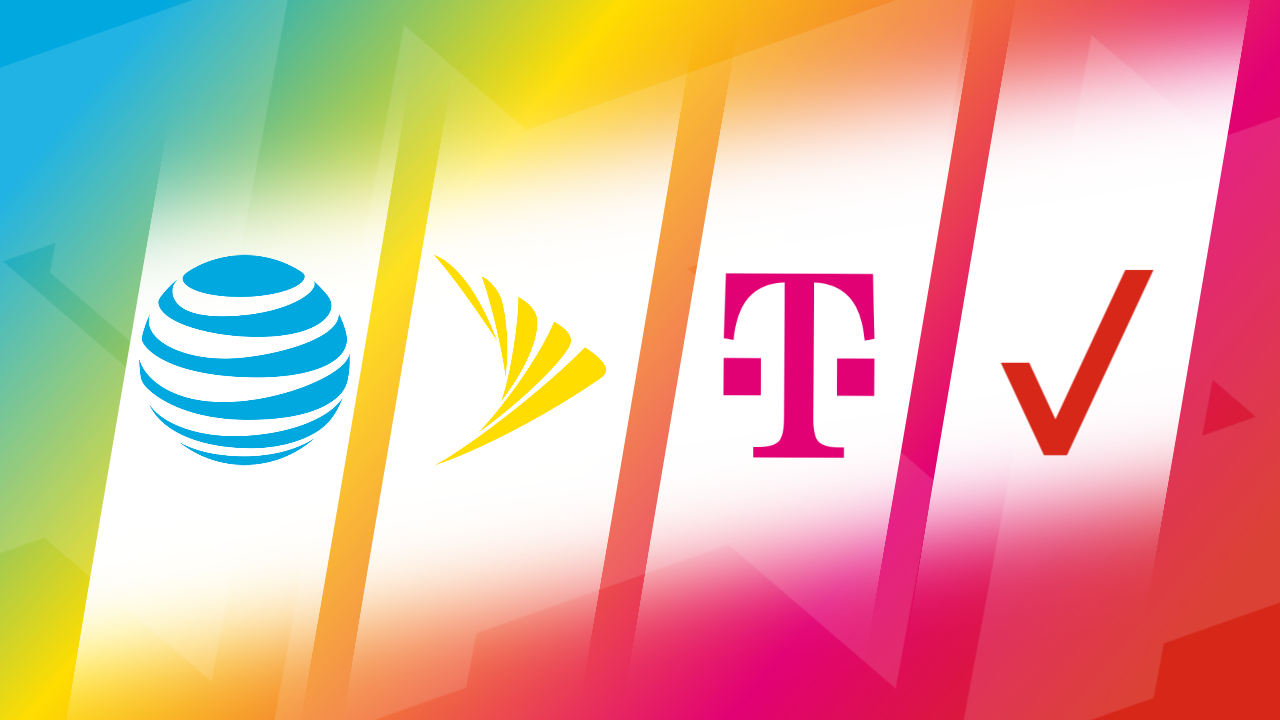 Logotipos genéricos da AT&T, Sprint, T-Mobile e Verizon