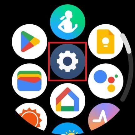 Captura de tela destacando o ícone Configurações no Samsung Galaxy Watch 6