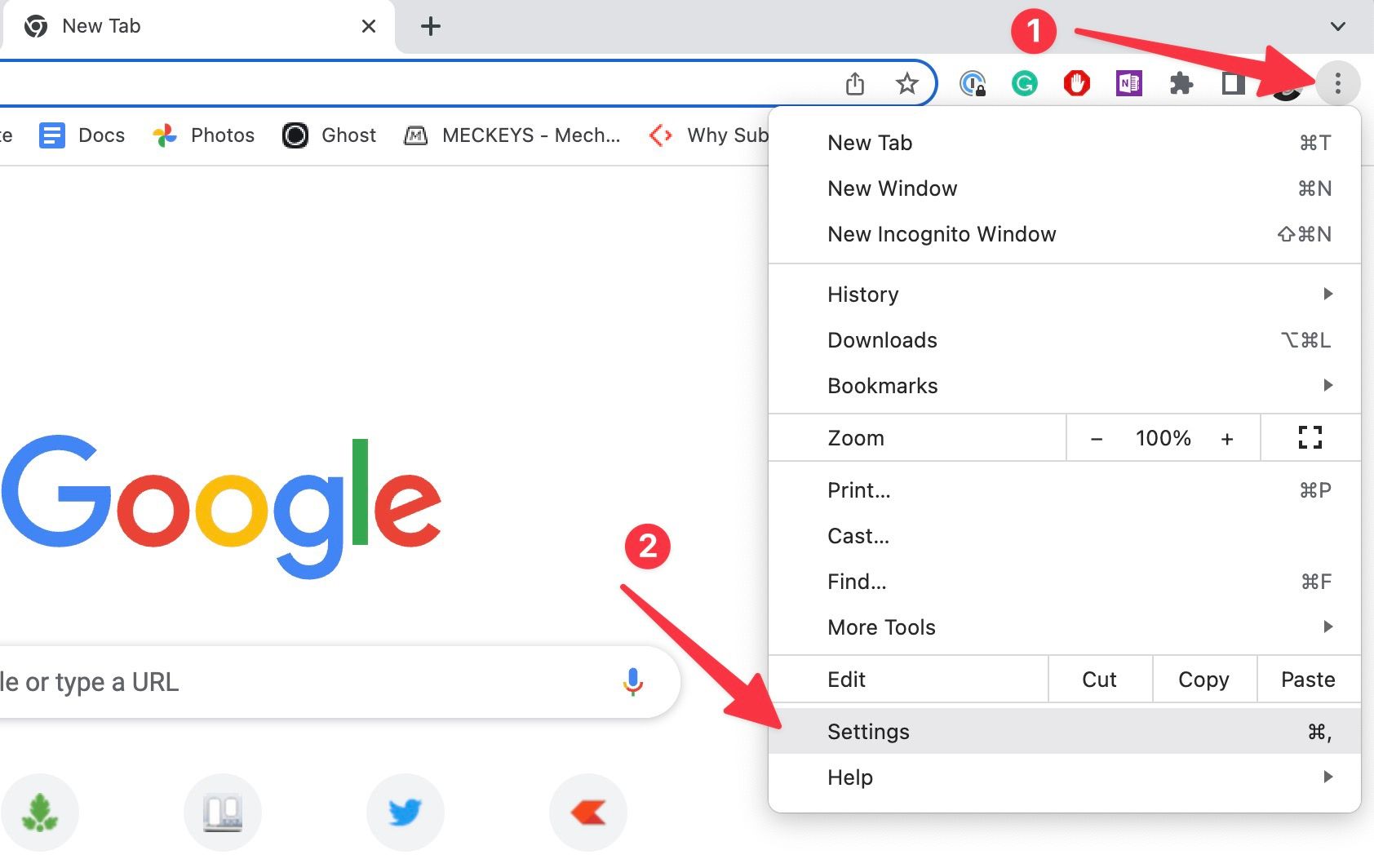 Abra as configurações do Google Chrome