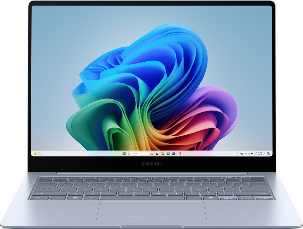 Uma renderização do Samsung Galaxy Book4 Edge contra um fundo branco.