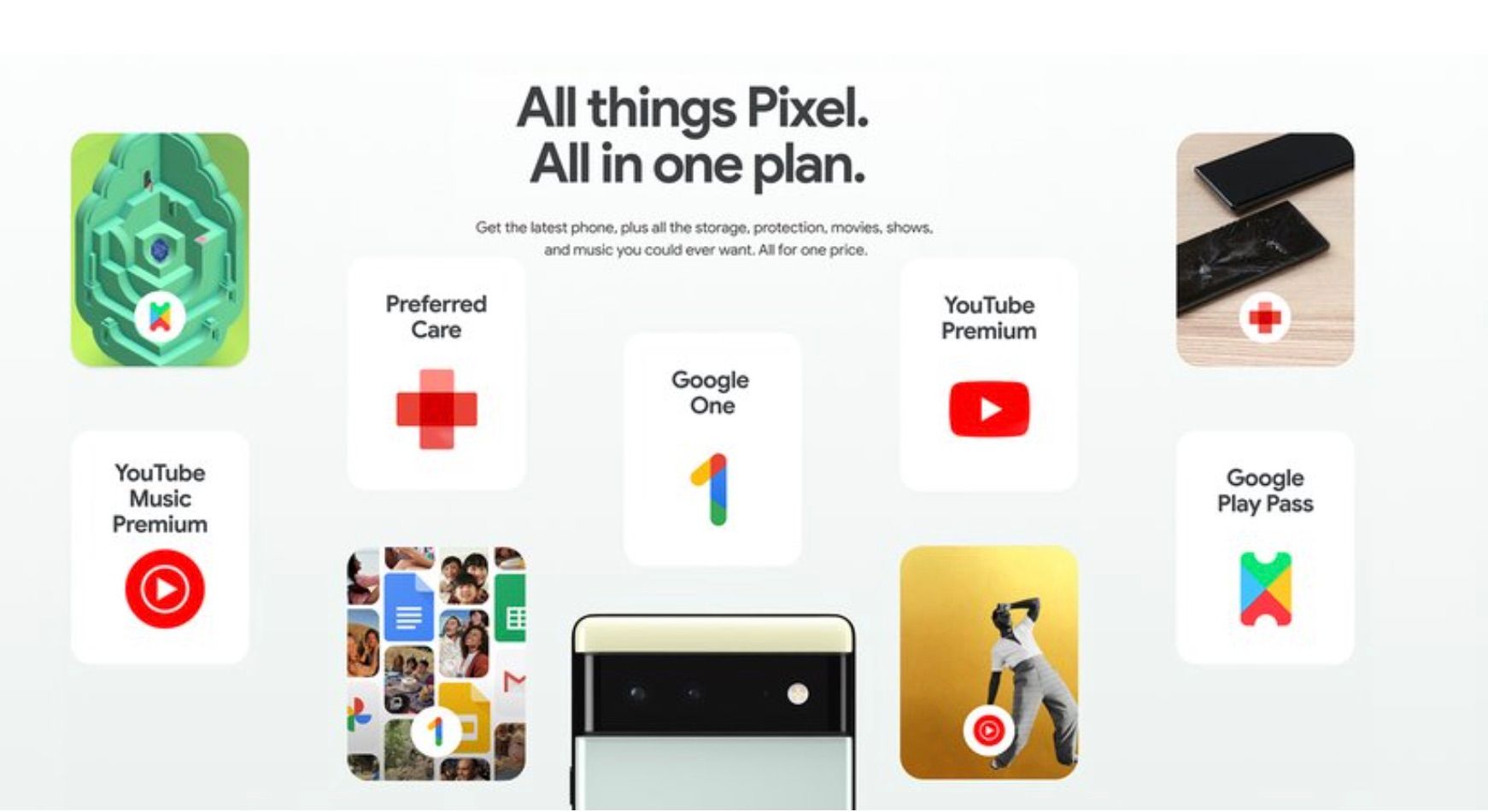 Anúncio do Google mostrando os diversos serviços e recursos do plano Pixel Pass