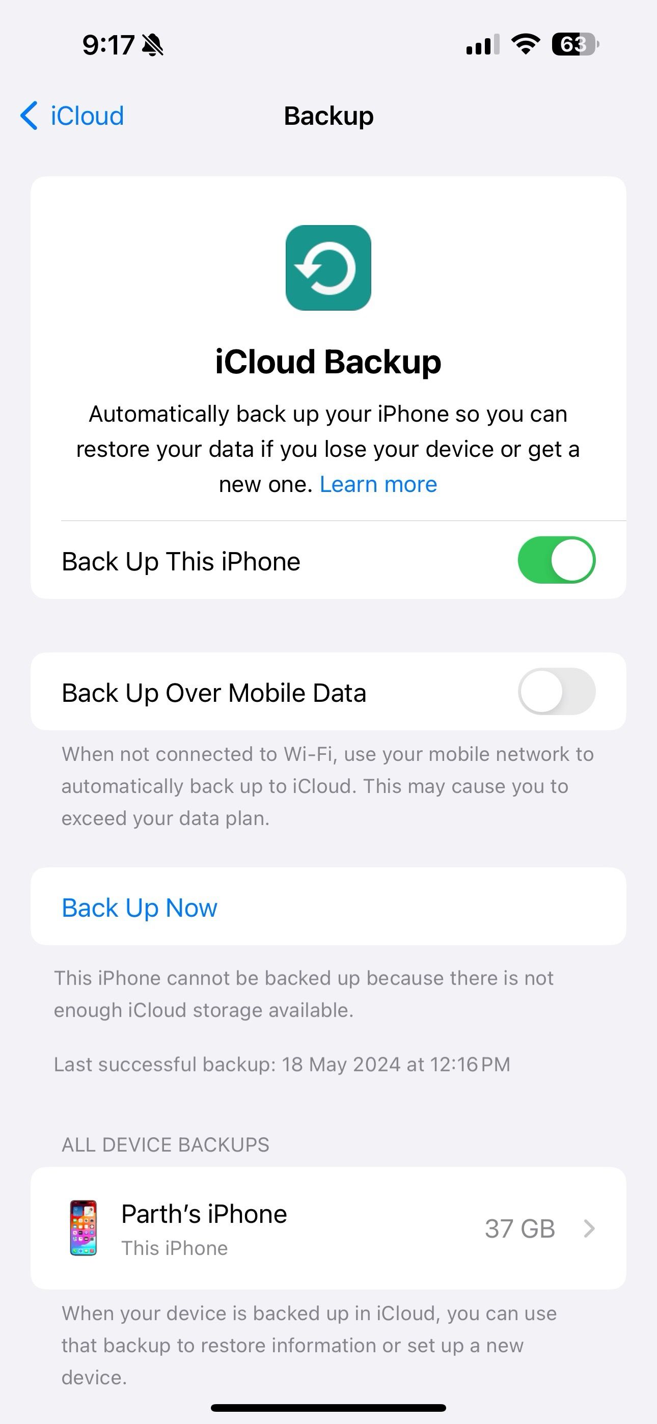Backup do iPhone no iCloud