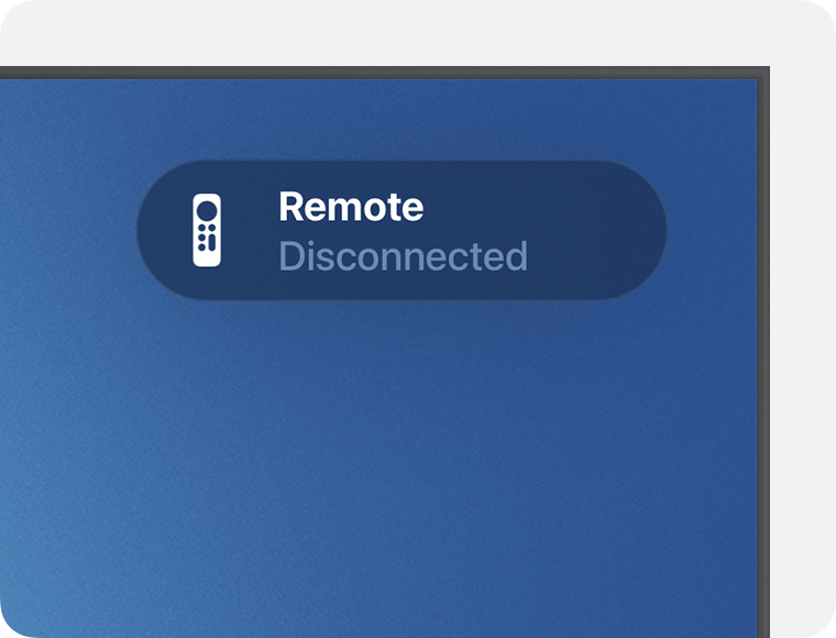 Apple TV mostrando controle remoto sendo desconectado