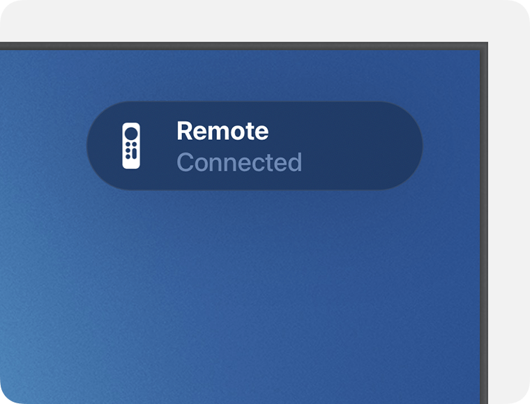 Apple TV mostrando controle remoto conectado