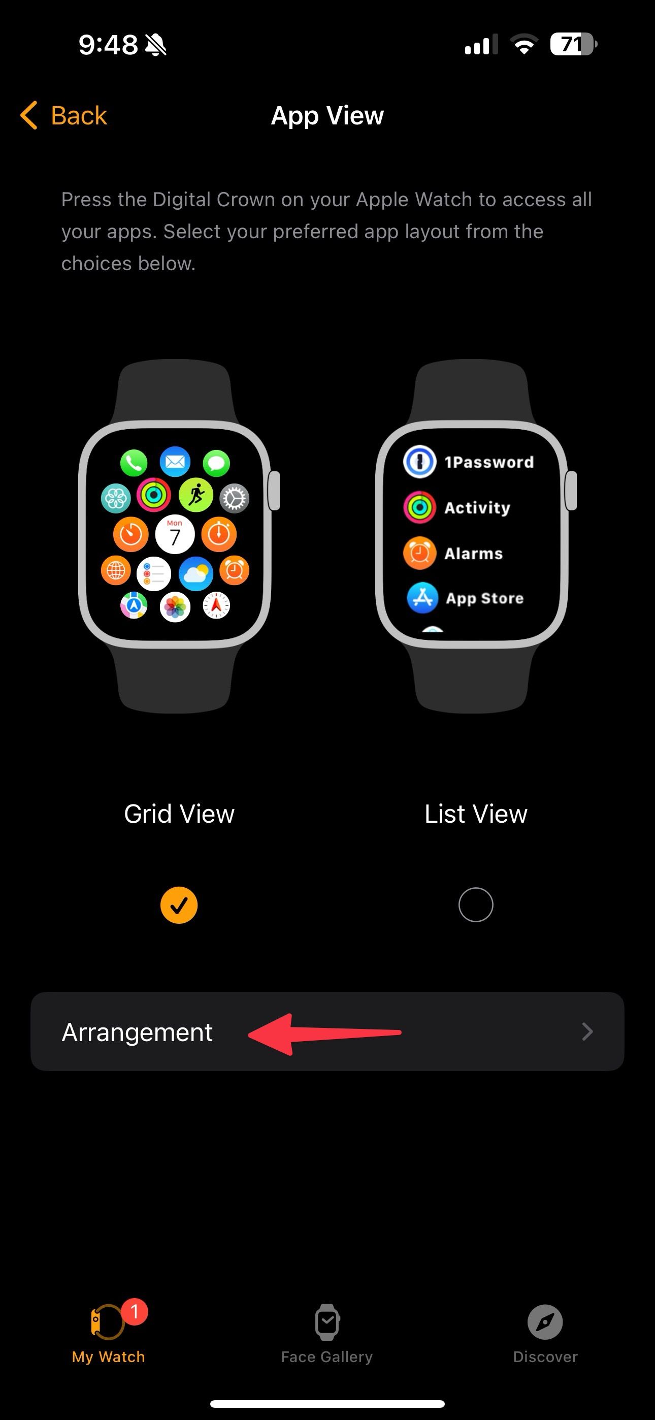 Arranjo de aplicativos Apple Watch