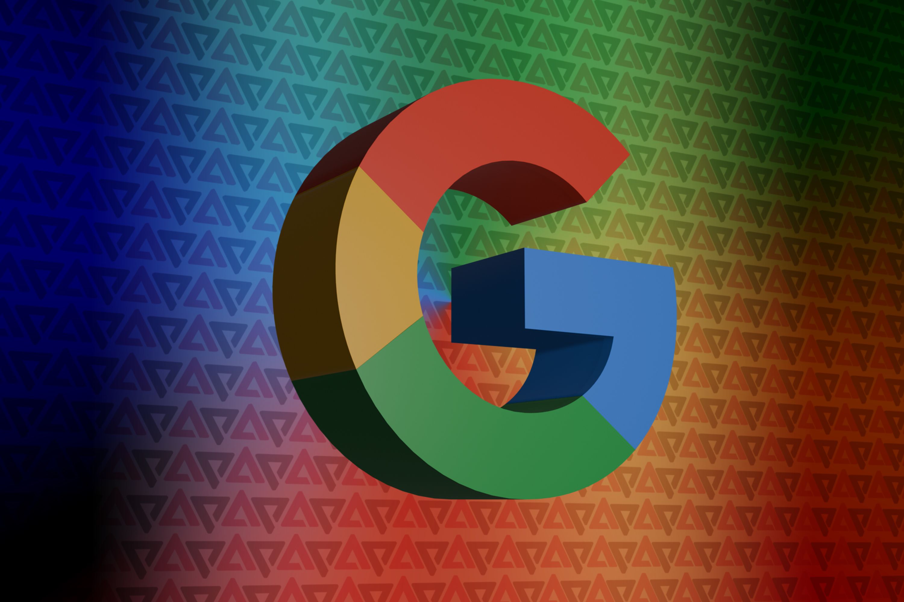 Logotipo do Google G sobre uma série de logotipos da AP