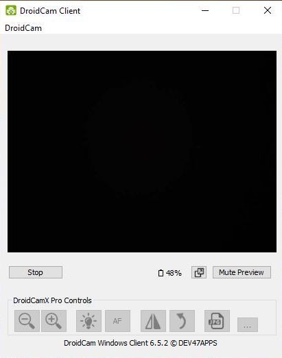 Captura de tela mostrando a câmera DroidCam